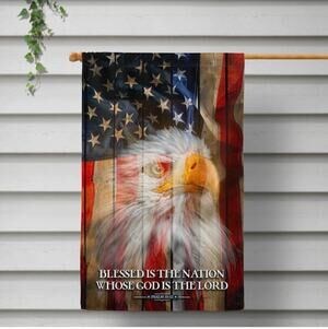 Christian Inspirational House Flag 28" X 44" Blessed is the Nation